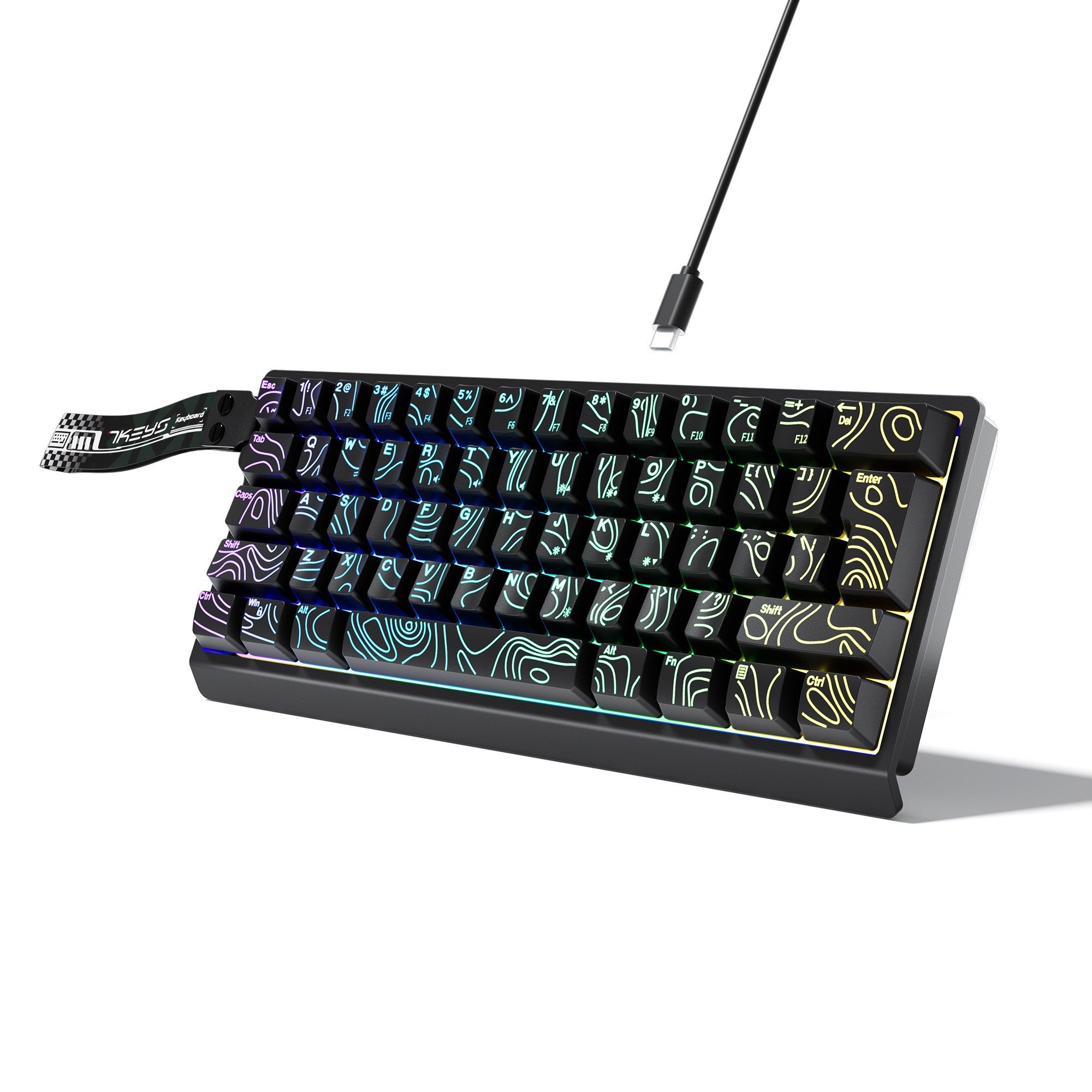 Keyboard Gaming Blue Switch - 60% Compact Wired Keyboard with RGB