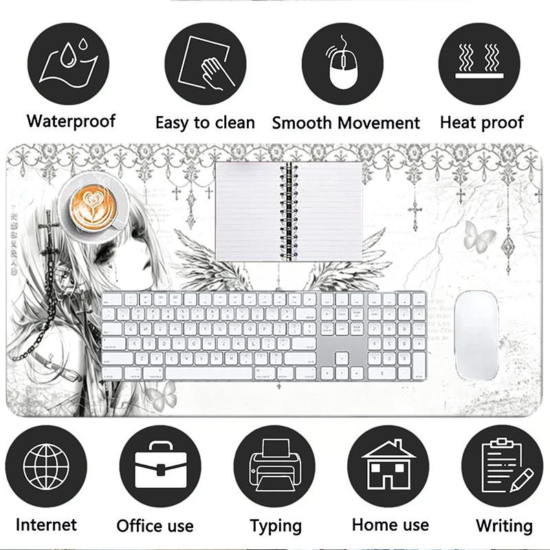 Leather Mousepad Black White A - Gaming Keyboard Nearby review and price